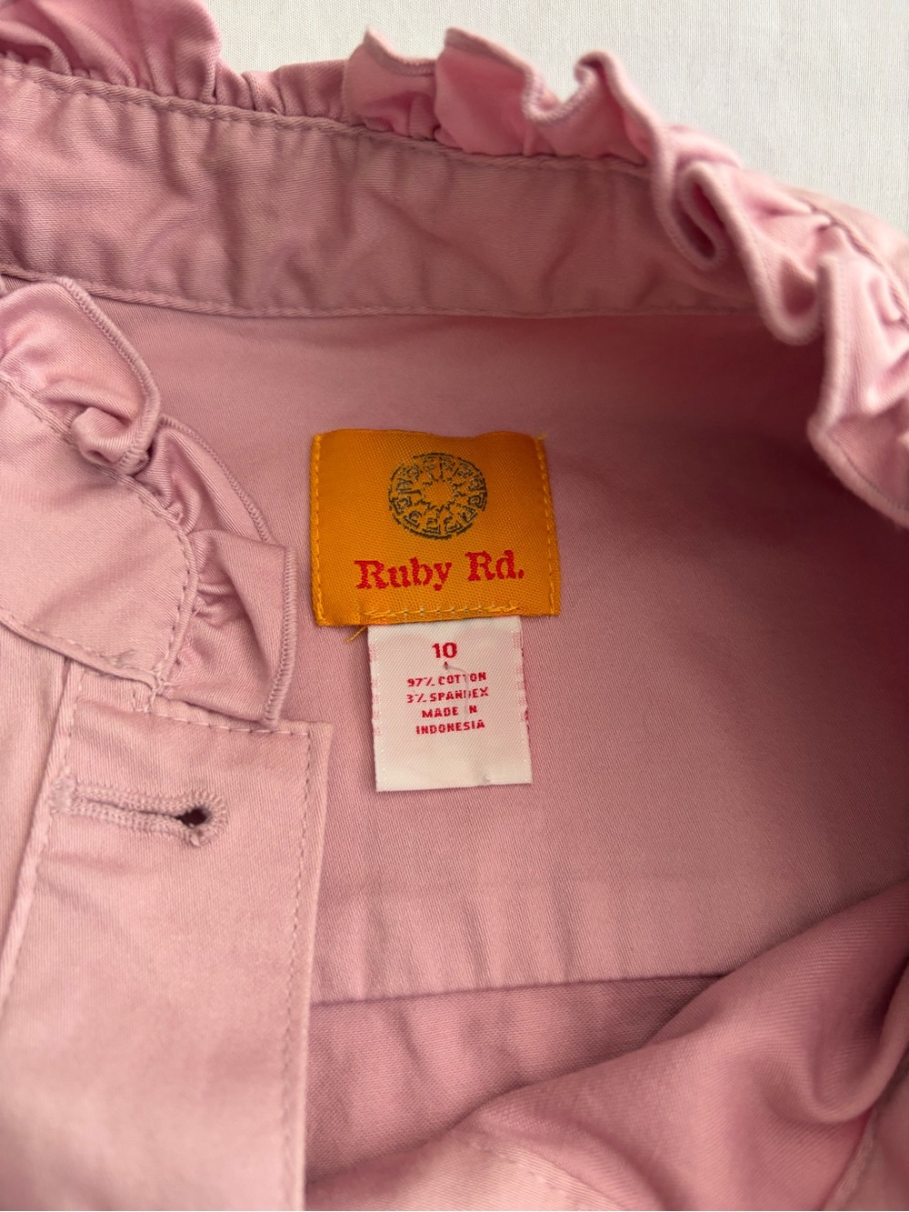 Ruby Rd. Light Pink Ruffle-Trim Jean Jacket size 10 - Picture 3 of 6